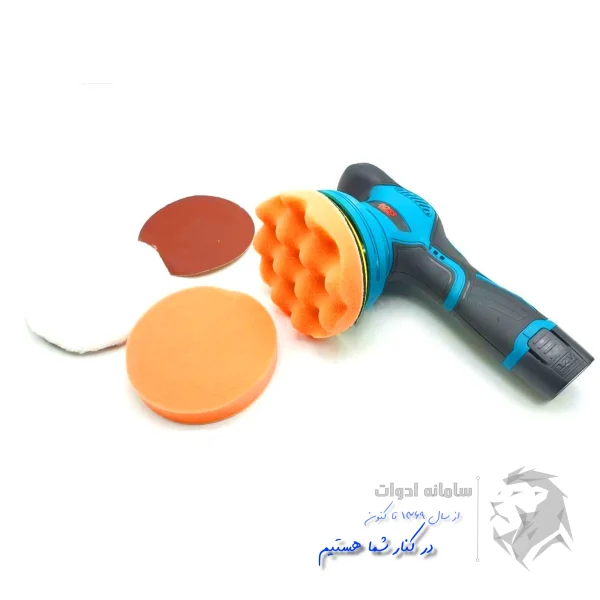 تصویر دستگاه پولیش شارژی و سنباده زن شارژی همراه پد