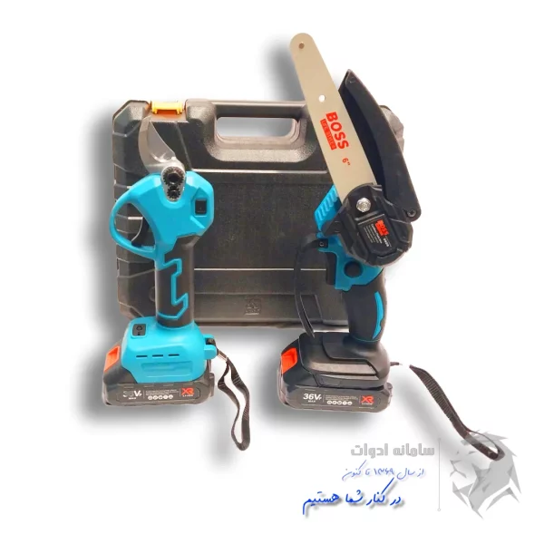 کیت قیچی شارژی و اره شارژی ۱۵ سانت باس مدل BSTWIN-3
