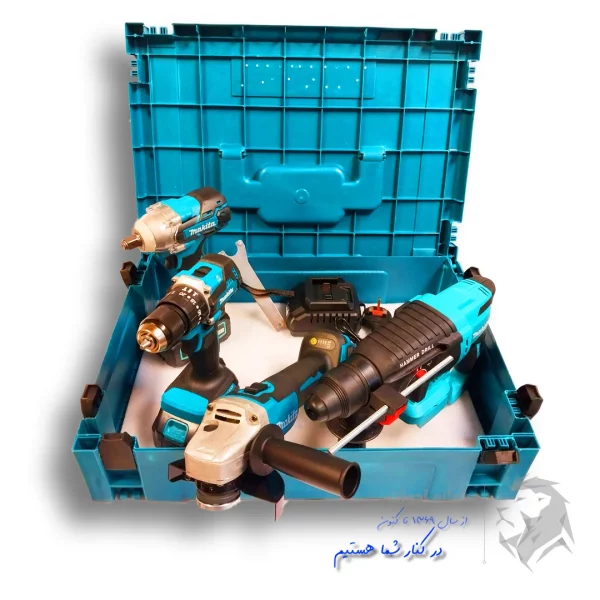 تصویر کیت چهار عددی ابزار شارژی ماکیتا داخل جعبه