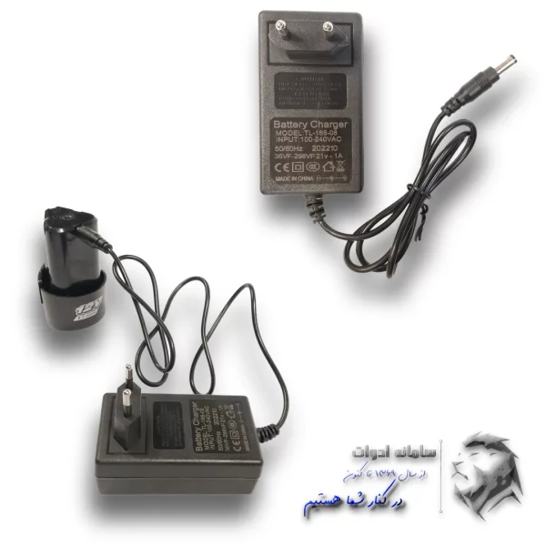 آداپتور شارژر دریل شارژی درحال شارژ باتری 3 سلول