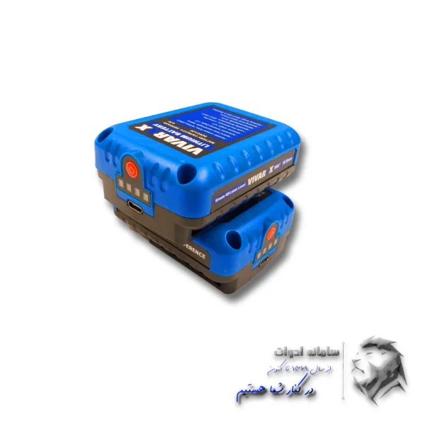 تصویر 2 عدد باطری همراه تراز لیزری 4 بعدی 16 خط ویوارکس